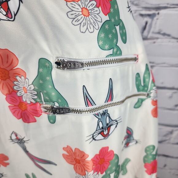 Unique Vintage Women's 1x Looney Tunes Bugs Bunny Cactus Circle Midi Skirt - Picture 3 of 8